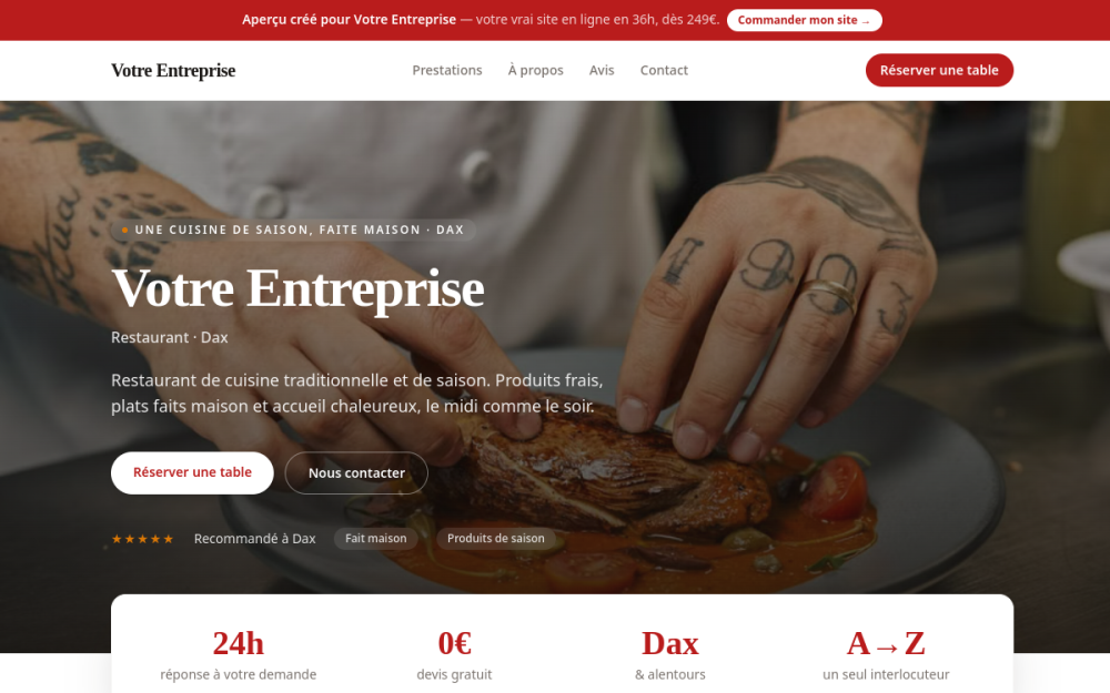 Agence web Restauration & Alimentation à Dax — création de site internet