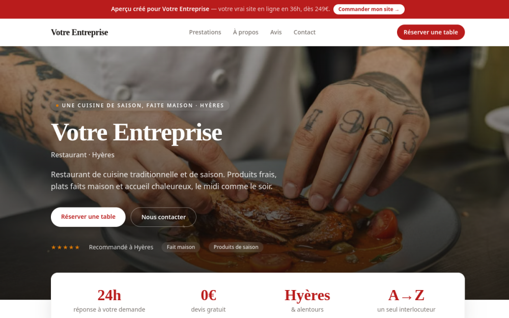 Agence web Restauration & Alimentation à Hyères — création de site internet