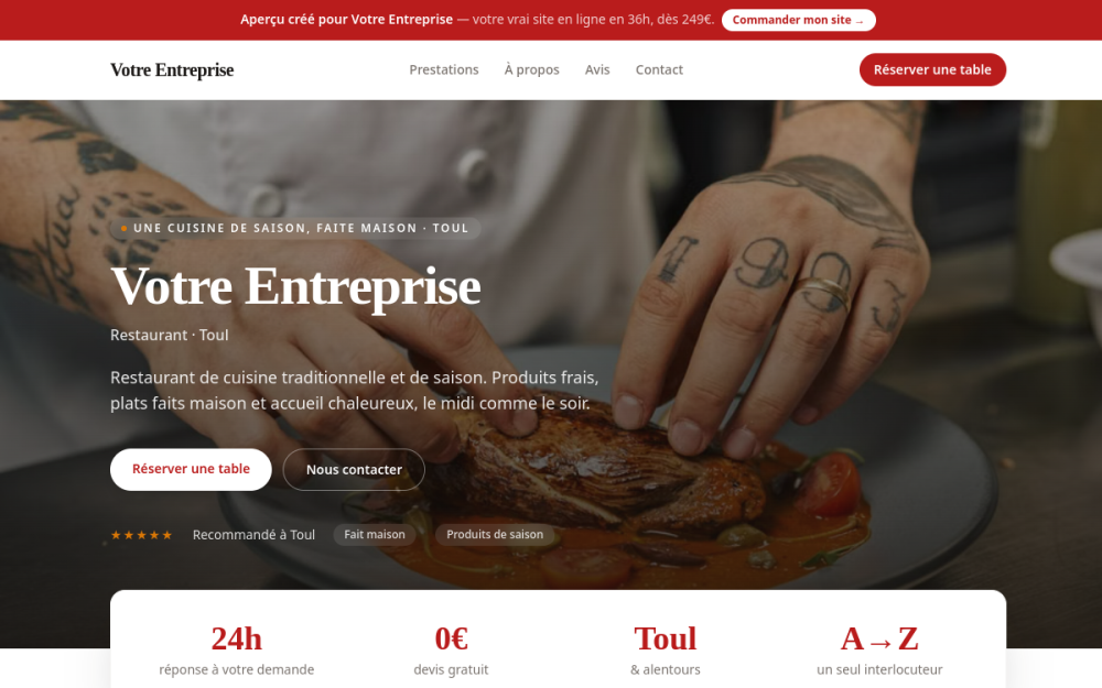 Agence web Restauration & Alimentation à Toul — création de site internet