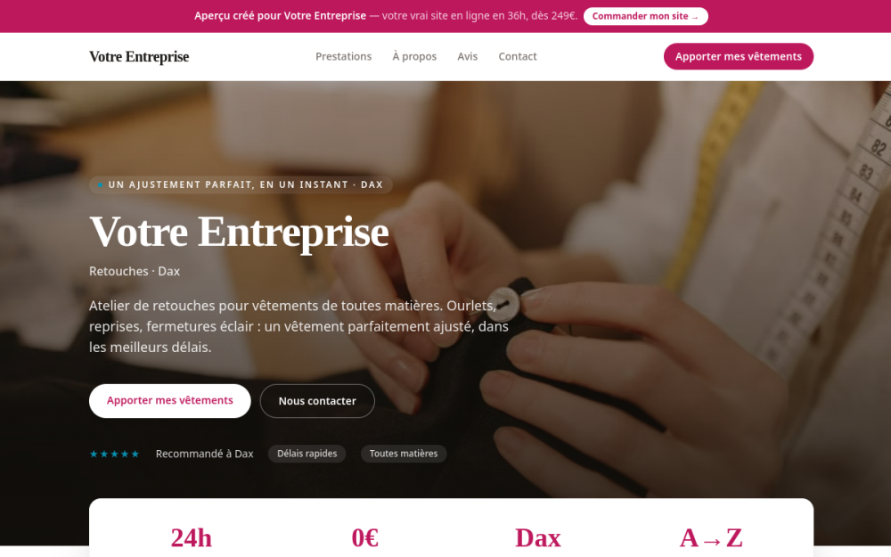 Agence digitale pour retouches à Dax — création de site internet retouches à Dax