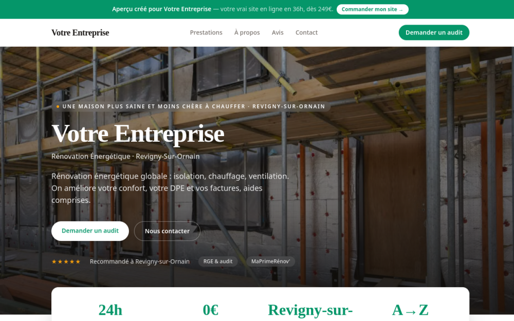 Agence digitale pour rénovation énergétique à Revigny-sur-Ornain — création de site internet rénovation énergétique à Revigny-sur-Ornain