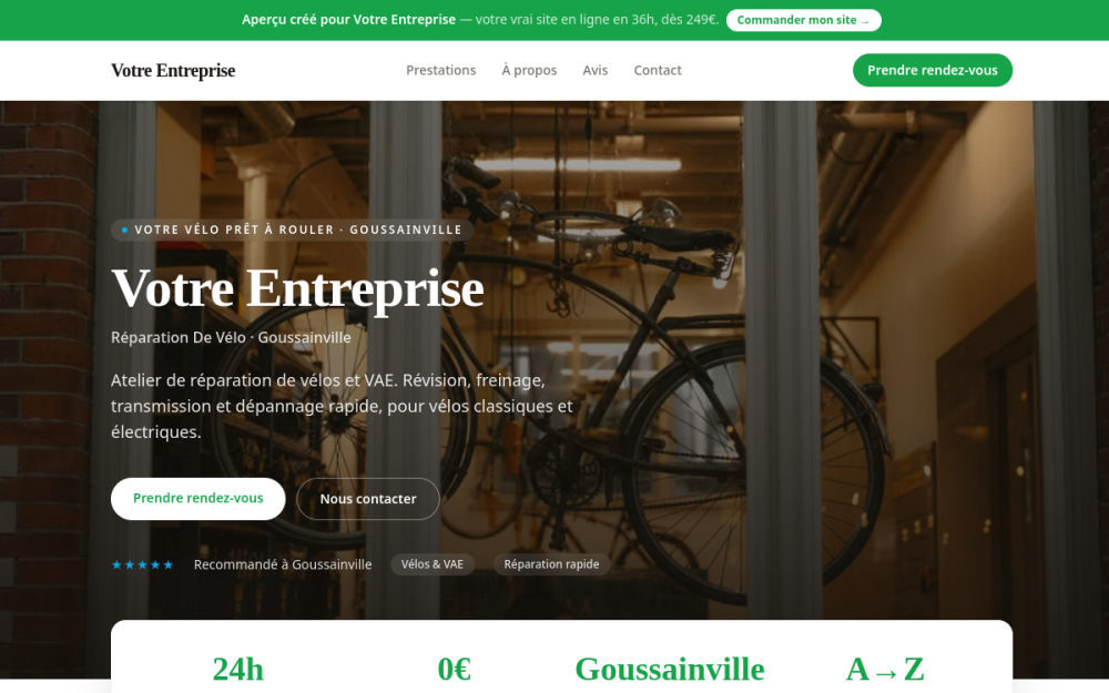 Agence digitale pour réparation de vélo à Goussainville — création de site internet réparation de vélo à Goussainville