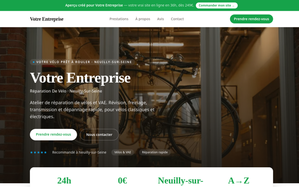 Agence digitale pour réparation de vélo à Neuilly-sur-Seine — création de site internet réparation de vélo à Neuilly-sur-Seine