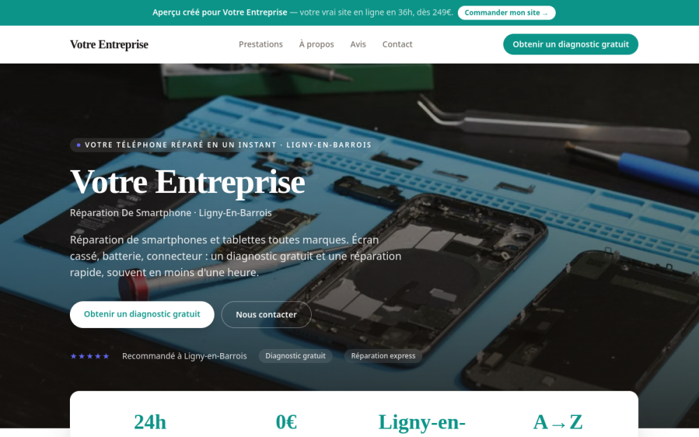 Agence digitale pour réparation de smartphone à Ligny-en-Barrois — création de site internet réparation de smartphone à Ligny-en-Barrois