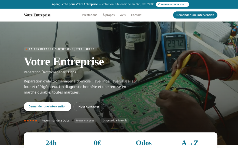 Agence digitale pour réparation électroménager à Odos — création de site internet réparation électroménager à Odos