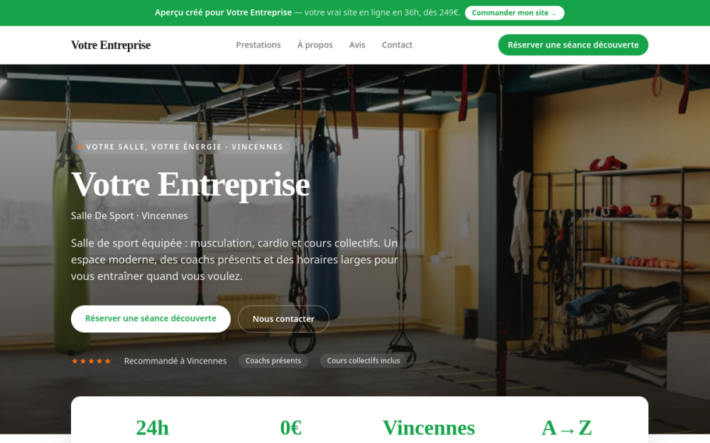 Agence digitale pour salle de sport à Vincennes — création de site internet salle de sport à Vincennes