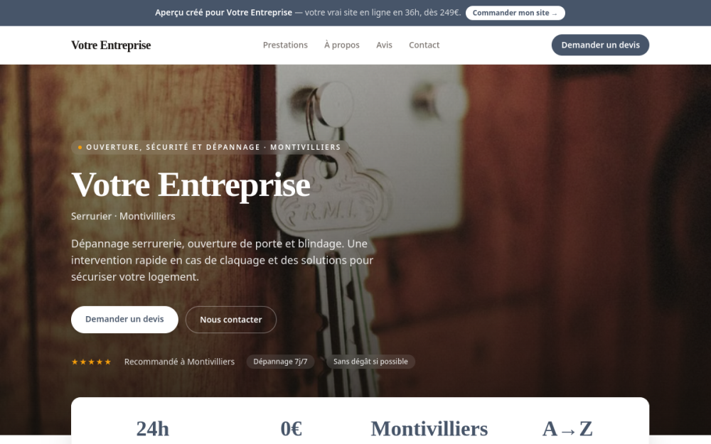 Agence digitale pour serrurier à Montivilliers — création de site internet serrurier à Montivilliers