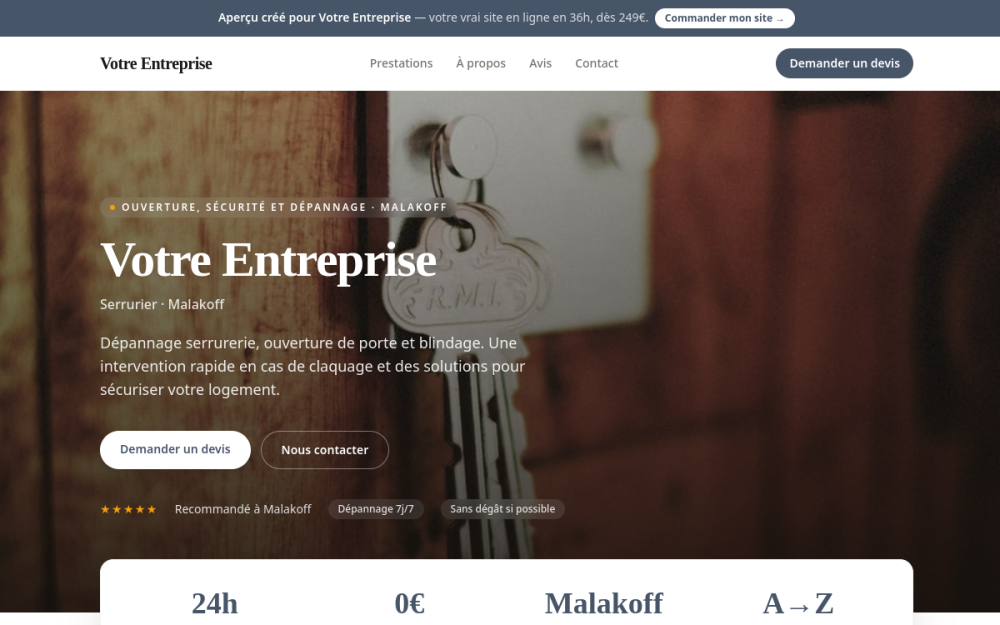 Agence digitale pour serrurier à Malakoff — création de site internet serrurier à Malakoff
