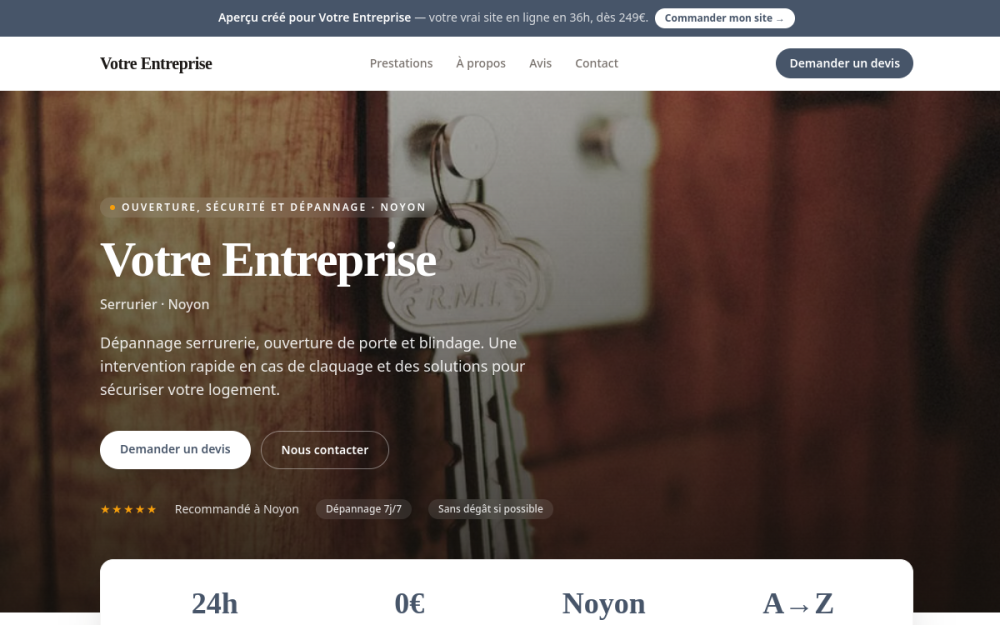 Agence digitale pour serrurier à Noyon — création de site internet serrurier à Noyon