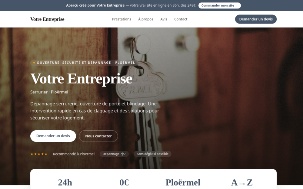 Agence digitale pour serrurier à Ploërmel — création de site internet serrurier à Ploërmel