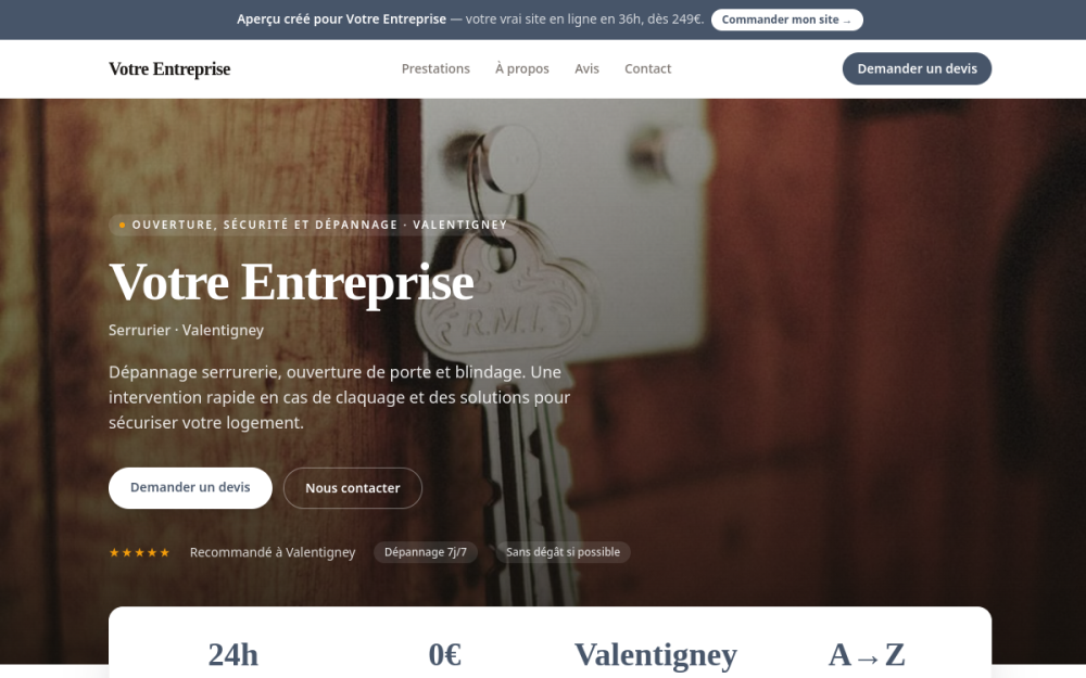 Agence digitale pour serrurier à Valentigney — création de site internet serrurier à Valentigney
