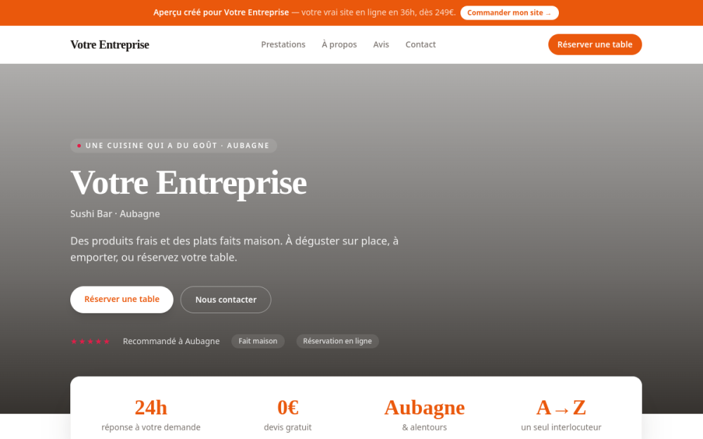 Agence digitale pour sushi bar à Aubagne — création de site internet sushi bar à Aubagne