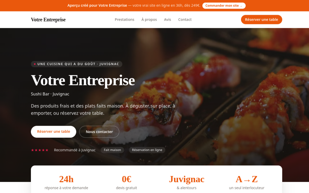 Agence digitale pour sushi bar à Juvignac — création de site internet sushi bar à Juvignac