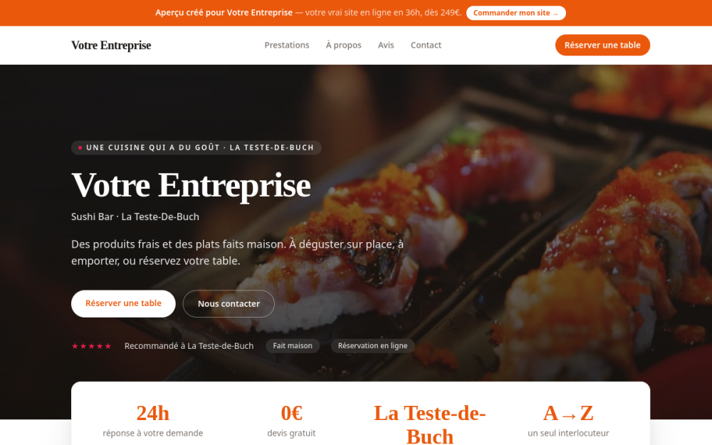 Agence digitale pour sushi bar à La Teste-de-Buch — création de site internet sushi bar à La Teste-de-Buch