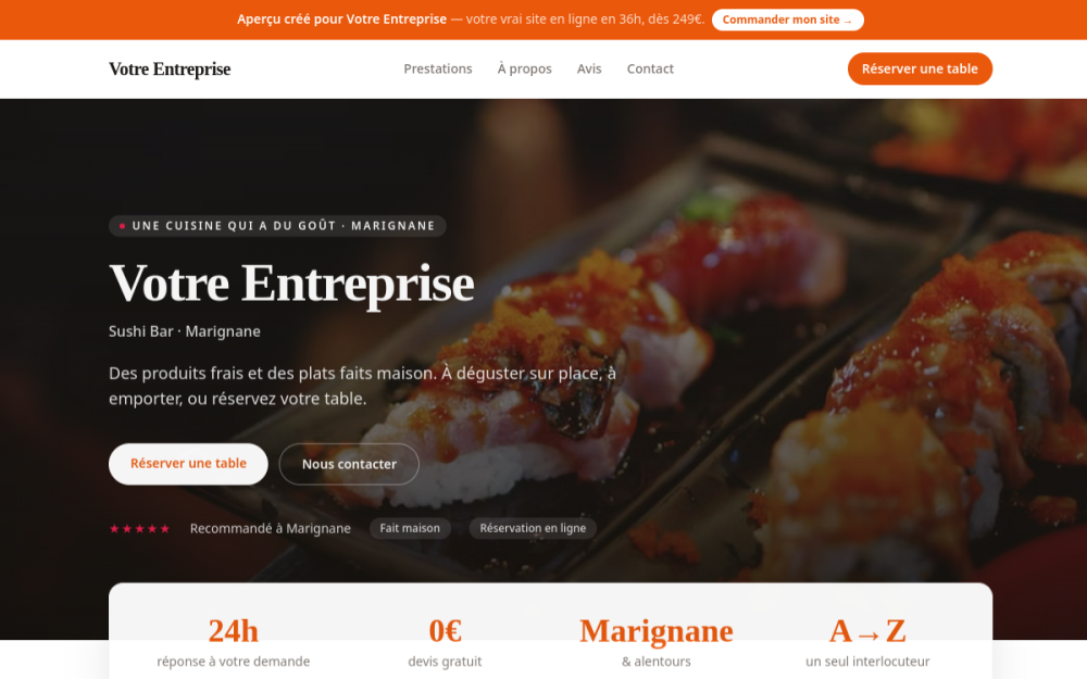 Agence digitale pour sushi bar à Marignane — création de site internet sushi bar à Marignane