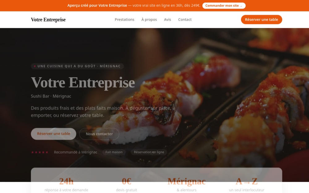 Agence digitale pour sushi bar à Mérignac — création de site internet sushi bar à Mérignac