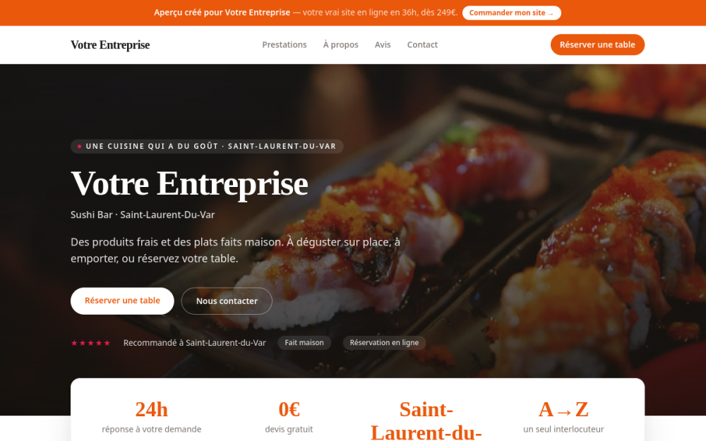 Agence digitale pour sushi bar à Saint-Laurent-du-Var — création de site internet sushi bar à Saint-Laurent-du-Var