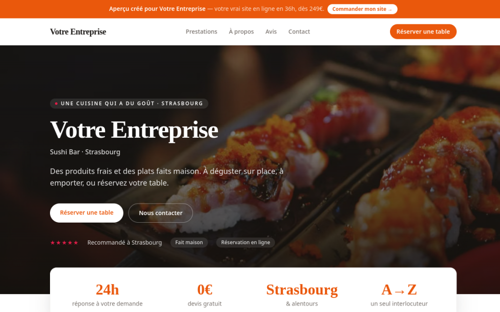 Agence digitale pour sushi bar à Strasbourg — création de site internet sushi bar à Strasbourg
