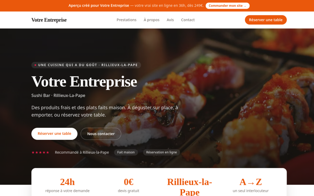 Agence digitale pour sushi bar à Rillieux-la-Pape — création de site internet sushi bar à Rillieux-la-Pape