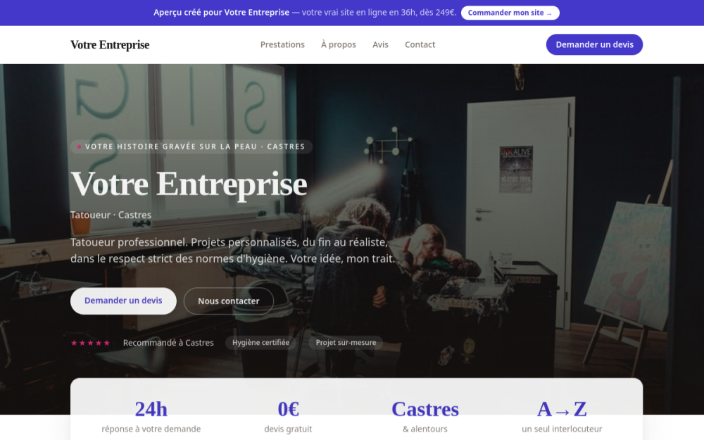 Agence digitale pour tatoueur à Castres — création de site internet tatoueur à Castres