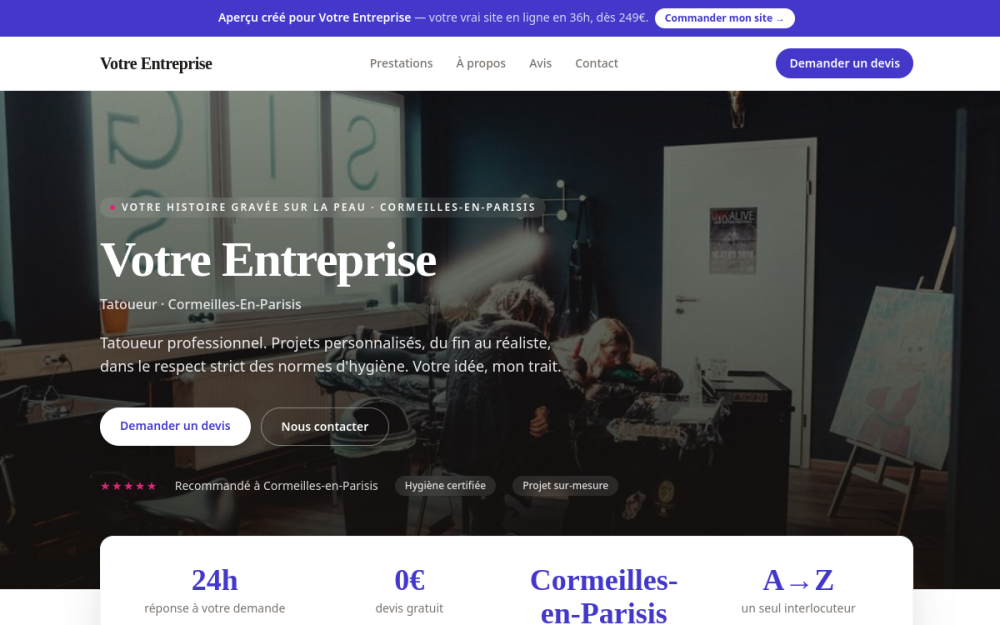 Agence digitale pour tatoueur à Cormeilles-en-Parisis — création de site internet tatoueur à Cormeilles-en-Parisis