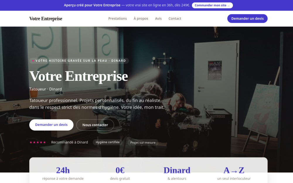 Agence digitale pour tatoueur à Dinard — création de site internet tatoueur à Dinard