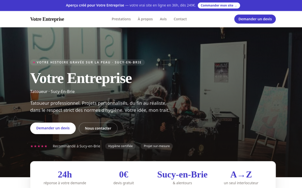 Agence digitale pour tatoueur à Sucy-en-Brie — création de site internet tatoueur à Sucy-en-Brie