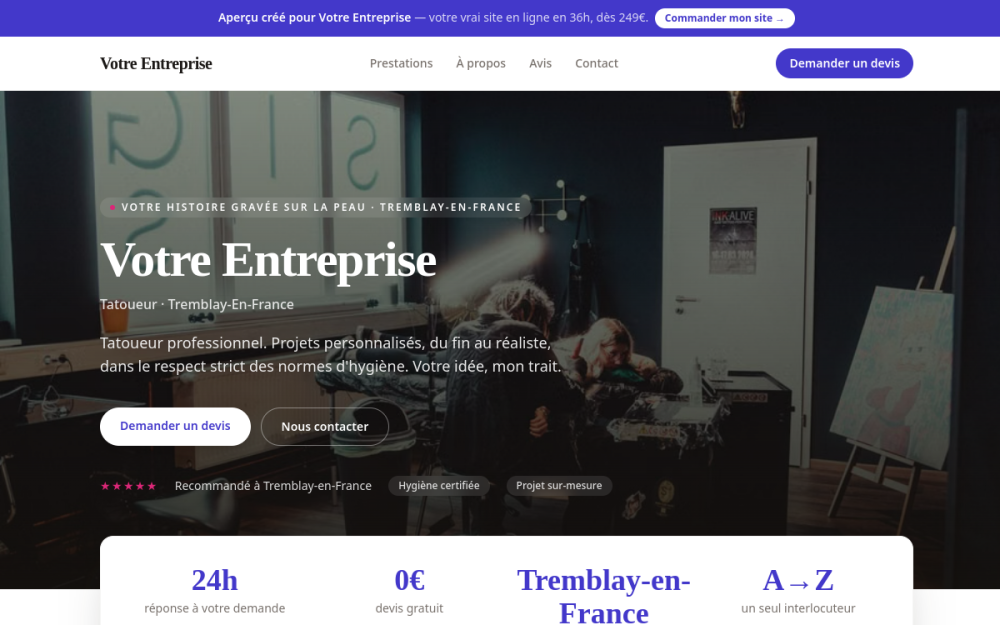 Agence digitale pour tatoueur à Tremblay-en-France — création de site internet tatoueur à Tremblay-en-France