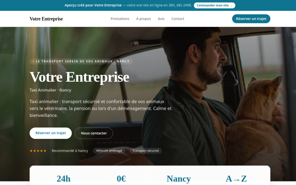 Agence digitale pour taxi animalier à Nancy — création de site internet taxi animalier à Nancy