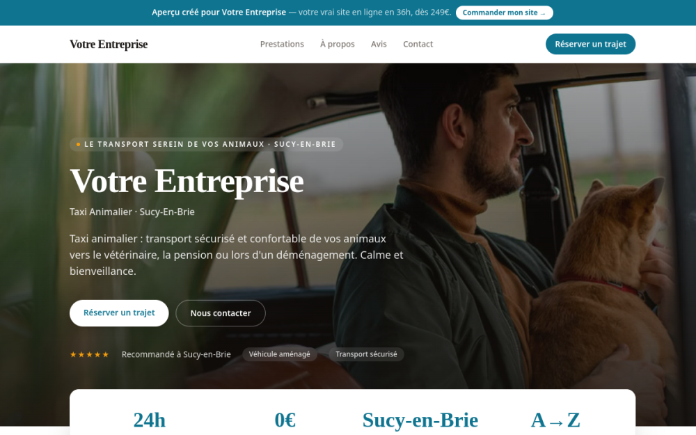 Agence digitale pour taxi animalier à Sucy-en-Brie — création de site internet taxi animalier à Sucy-en-Brie