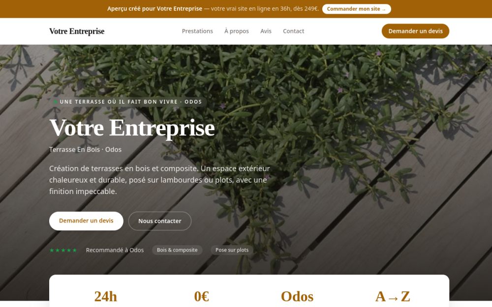 Agence digitale pour terrasse en bois à Odos — création de site internet terrasse en bois à Odos
