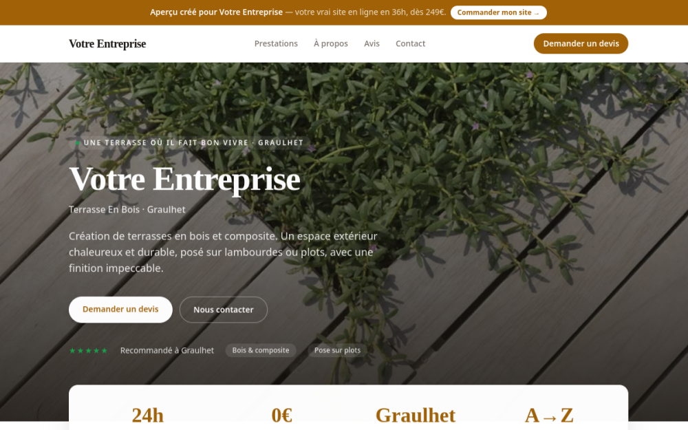 Agence digitale pour terrasse en bois à Graulhet — création de site internet terrasse en bois à Graulhet