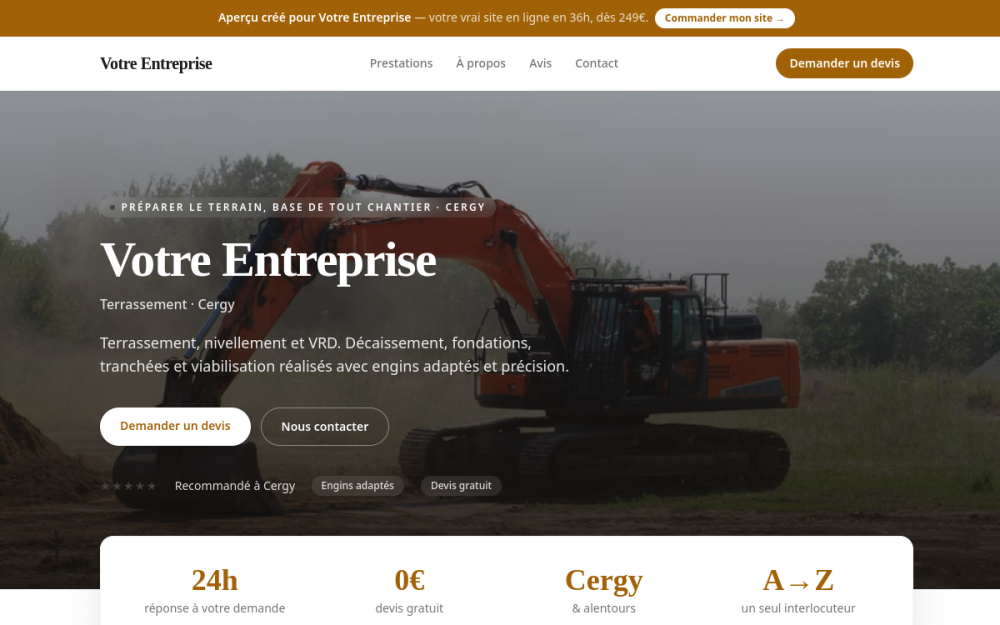 Agence digitale pour terrassement à Cergy — création de site internet terrassement à Cergy