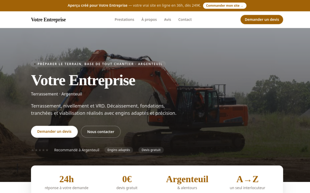 Agence digitale pour terrassement à Argenteuil — création de site internet terrassement à Argenteuil
