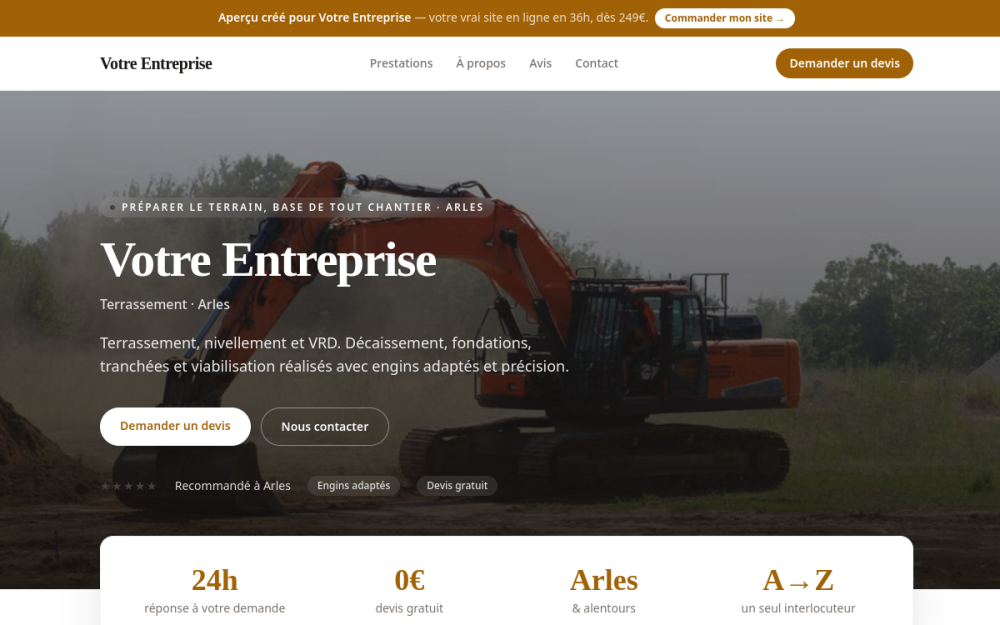 Agence digitale pour terrassement à Arles — création de site internet terrassement à Arles