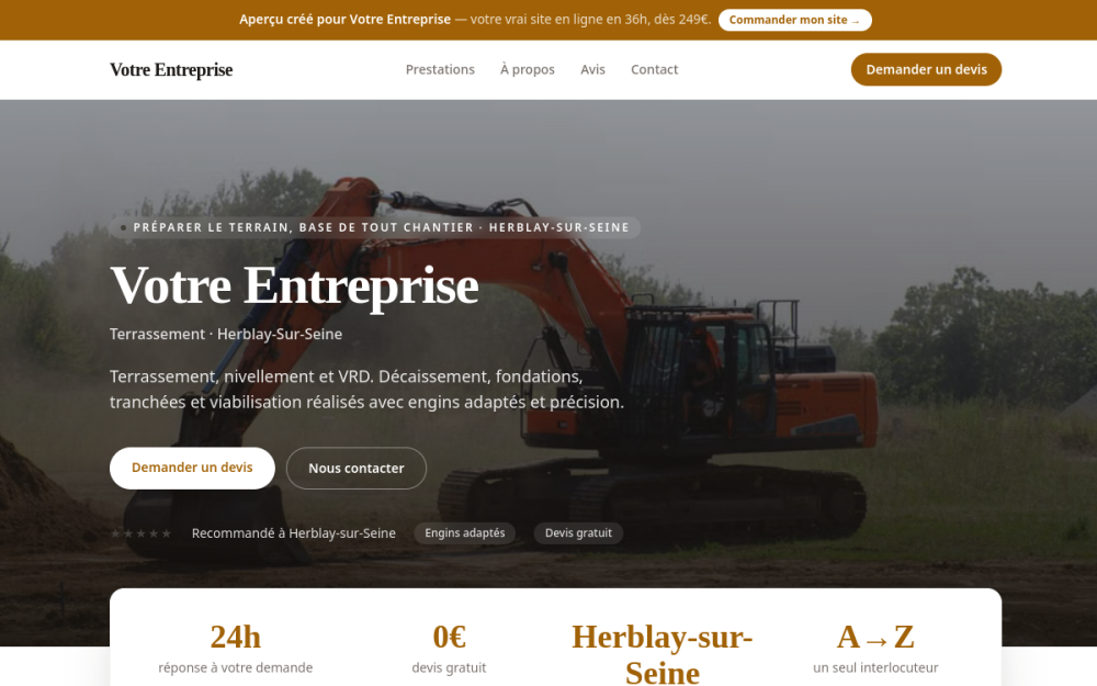 Agence digitale pour terrassement à Herblay-sur-Seine — création de site internet terrassement à Herblay-sur-Seine