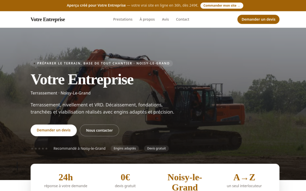 Agence digitale pour terrassement à Noisy-le-Grand — création de site internet terrassement à Noisy-le-Grand