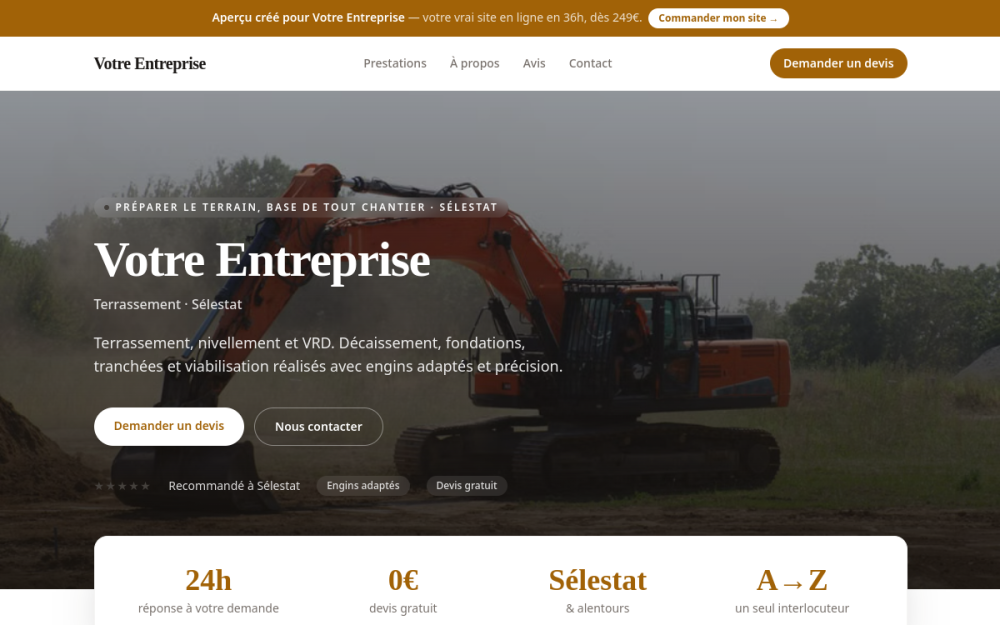 Agence digitale pour terrassement à Sélestat — création de site internet terrassement à Sélestat