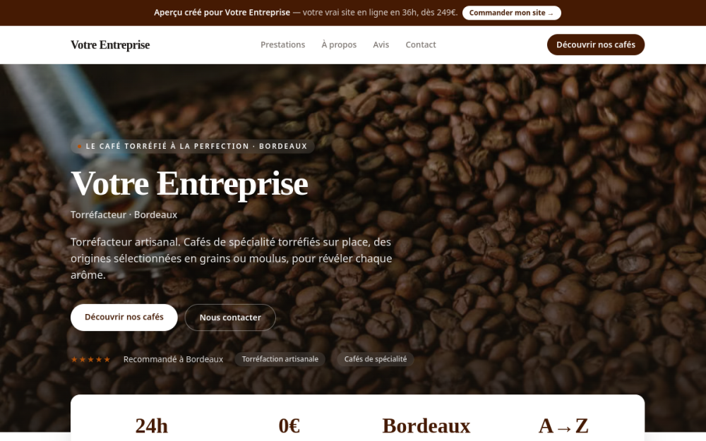 Agence digitale pour torréfacteur à Bordeaux — création de site internet torréfacteur à Bordeaux