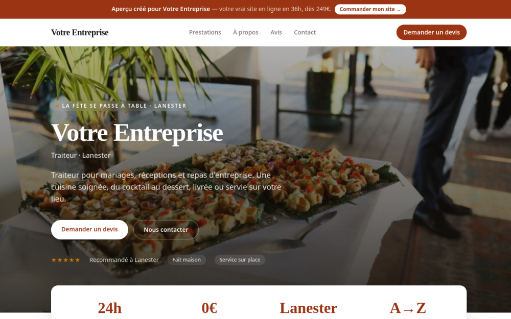 Agence digitale pour traiteur à Lanester — création de site internet traiteur à Lanester