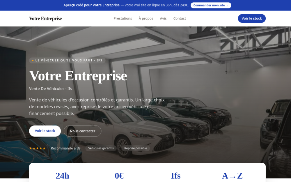 Agence digitale pour vente de véhicules à Ifs — création de site internet vente de véhicules à Ifs