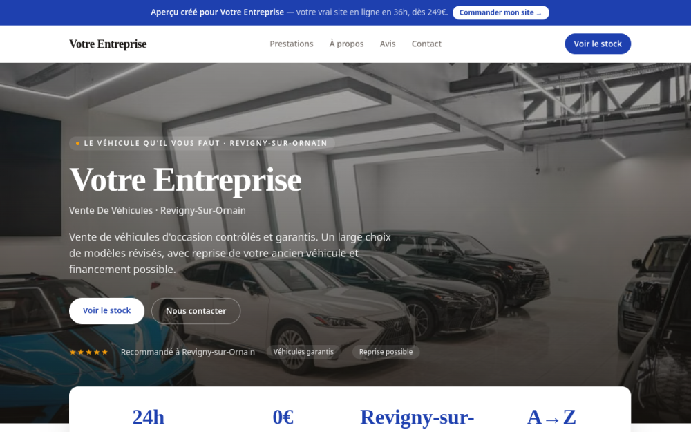Agence digitale pour vente de véhicules à Revigny-sur-Ornain — création de site internet vente de véhicules à Revigny-sur-Ornain