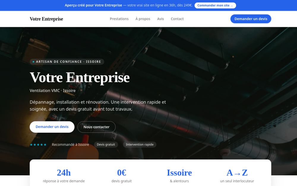 Agence digitale pour ventilation vmc à Issoire — création de site internet ventilation vmc à Issoire