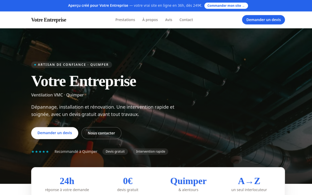 Agence digitale pour ventilation vmc à Quimper — création de site internet ventilation vmc à Quimper