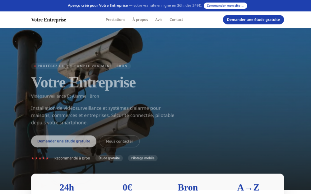 Agence digitale pour vidéosurveillance et alarme à Bron — création de site internet vidéosurveillance et alarme à Bron