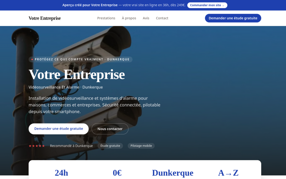 Agence digitale pour vidéosurveillance et alarme à Dunkerque — création de site internet vidéosurveillance et alarme à Dunkerque