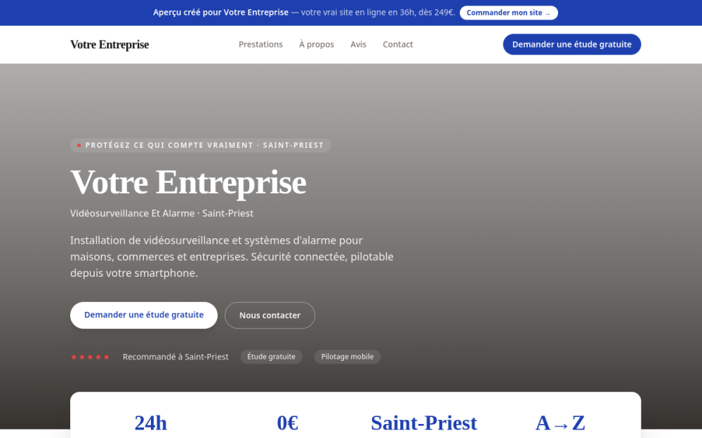 Agence digitale pour vidéosurveillance et alarme à Saint-Priest — création de site internet vidéosurveillance et alarme à Saint-Priest