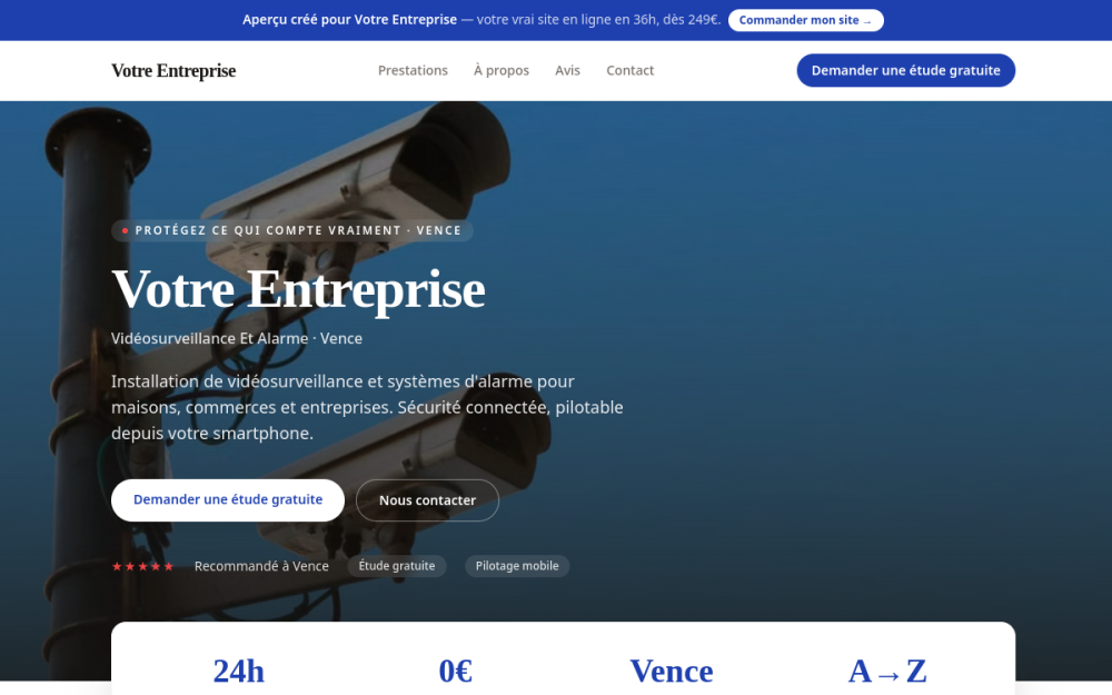 Agence digitale pour vidéosurveillance et alarme à Vence — création de site internet vidéosurveillance et alarme à Vence