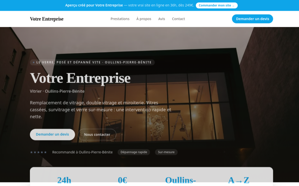 Agence digitale pour vitrier à Oullins-Pierre-Bénite — création de site internet vitrier à Oullins-Pierre-Bénite