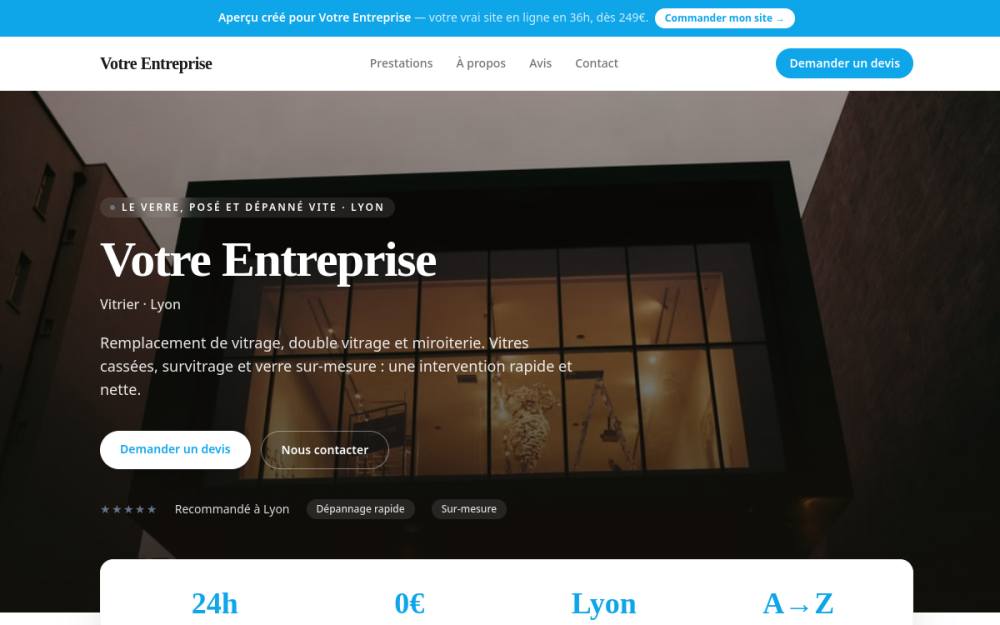 Agence digitale pour vitrier à Lyon — création de site internet vitrier à Lyon